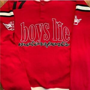 Boys Lie Red Moto Crewneck